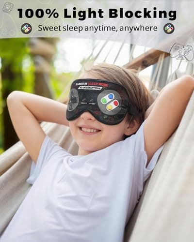 BeeVines 2 Pcs 100% Mulberry Silk Sleep Mask, Game Themed Eye Mask for Kids & Adults, Soft Skin-Friendly Blackout Eye Cover with Adjustable Strap, Lightweight Silk Eye Mask for Travel Sleep - Thumbnail 6