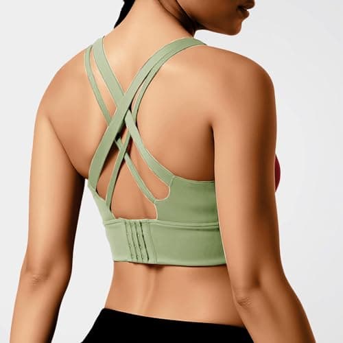 BaseTry High Impact Sports Bra for Women - Padded Seamless Support Bra for Yoga Gym Workout Fitness -High Support Running Bra (US, Alpha, 3X-Large, Regular, Regular, Green) - Thumbnail 3