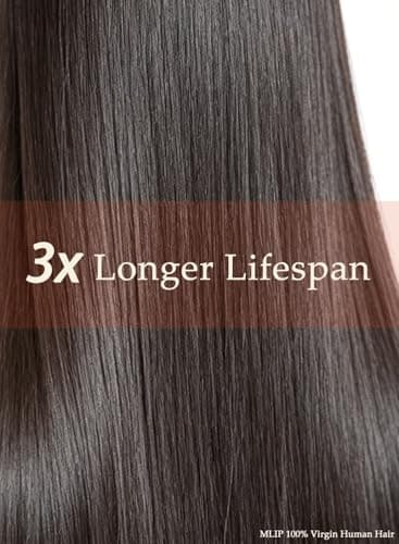MLIP Raw Bundles Human Hair Straight, No Tangle Shedding, Keep Texture Silky Soft After Multiple Washes, 16A Raw Indian Hair Bundles 12 12 12 Inches, Triple Lifespan 3X - Thumbnail 2
