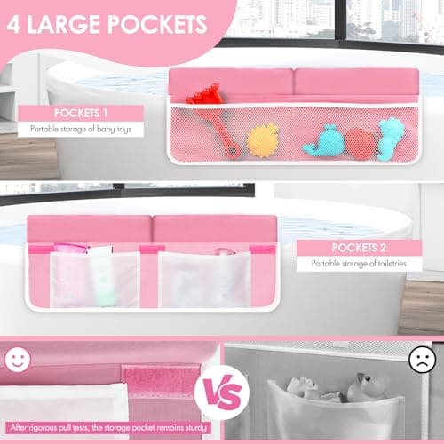 RelaxaTub Bath Kneeler and Elbow Rest Pad Set - 2-Inch Thick Comfortable Baby Bath Kneeler Pads, Quick-Dry Non-Slip Bathtub Mat with Toy Organizer for Knee & Arm Support for Baby Bath Time - Thumbnail 5