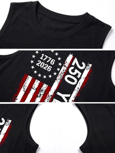 Tewmeu 250 Anniversary USA Mens Tank Tops Summer American Flag Shirts 4th of July Sleeveless Shirts 1776-2026 Chothes - Thumbnail 4