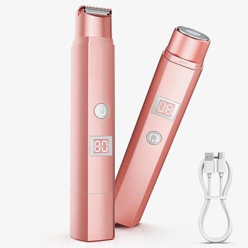 Electric Bikini Trimmer for Women, 2-in-1 Painless IPX7 Waterproof Pubic Hair Razor - Dual Head Aluminum Alloy Body Electric Shaver with LED Display, 120Mins Runtime Cordless for Legs Underarm - Image 1