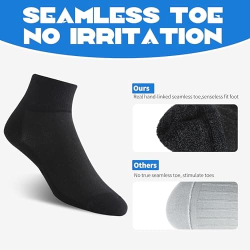 Forcool Men's Women's Diabetic Extra Wide Extra Large Non Binding Loose Top Seamless Toe Diabetic Ankle Low Cut Cotton Diabetes Socks Summer, 6 Pairs Black X Large - Thumbnail 5