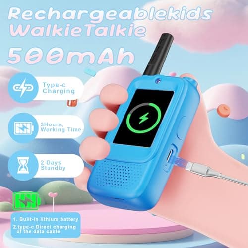 Kids Video Walkie Talkies Toy for Boys and Girls, 2.4GHz Two Way Radio with Real-Time Video and Audio, Voice Changer, Long Range Communication Device for Indoor Outdoor Play (Blue-Blue) - Thumbnail 3