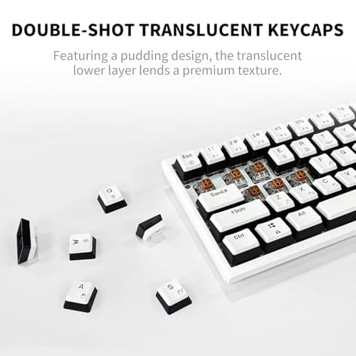 Hexgears X1 Pro Wireless Mechanica Keyboard, Tri-Mode Bluetooth/2.4G/USB-C, Hot-Swappable Tactile Switch Gaming Keyboard, Mini Compact White Backlit Keyboards with Wrist Rest - White - Thumbnail 4