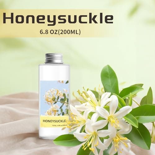 STRN Reed Diffuser Oil Refill, Honeysuckle Scented Diffuser Oil Refills with 6 Reed Sticks 200ML(6.8fl.oz), Room Fresheners for Home, Long-Lasting Summer Fragrance for Living Room, Bedroom, Office - Thumbnail 2