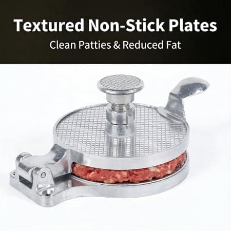 Adjustable Burger Press, Food-Grade Aluminum Patty Maker with Non-Stick Textured Plates, 4.5 Inch (118mm) for 6-8 oz Burgers, Ergonomic Design for Home Cooks & Commercial Kitchens - Thumbnail 4