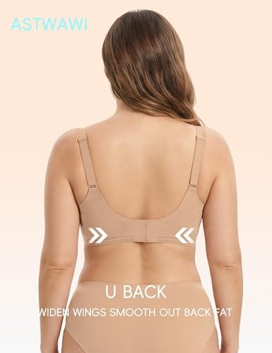 ASTWAWI Plus Size Invisible Bra Seamless Wireless Minimizer Jelly Bra No Underwire Supportive, Skin, XX-Large - Thumbnail 4