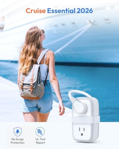 NTONPOWER 20W Travel Power Strip, Travel Essentials Cruise Approved Power Strip Non Surge Protector 4 Outlets 3 USB(1 USB-C) with 4FT Wrapped Extension Cord Flat Plug, Cruise Essentials 2026 - Thumbnail 5