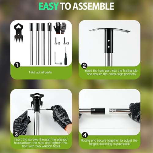 60" Weed Puller Tool with Long Handle, 2-in-1 Weed Rake & Garden Hoe, Stand Up Weeding Tools Gardening, Heavy Duty Steel Weeder Tool, Manual Uprooting Weed Remover Tool for Yard, Lawn, Patio, Garden - Thumbnail 6