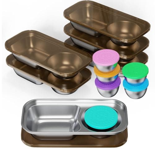 Hyperzacc Reusable Snack Containers with Lids,2 Compartment Snack Containers with a Salad Dressing Contaienr,Grab and Go Stainless Steel Containers for Travel, Outdoor Camping and Daily Use (6) - Image 1
