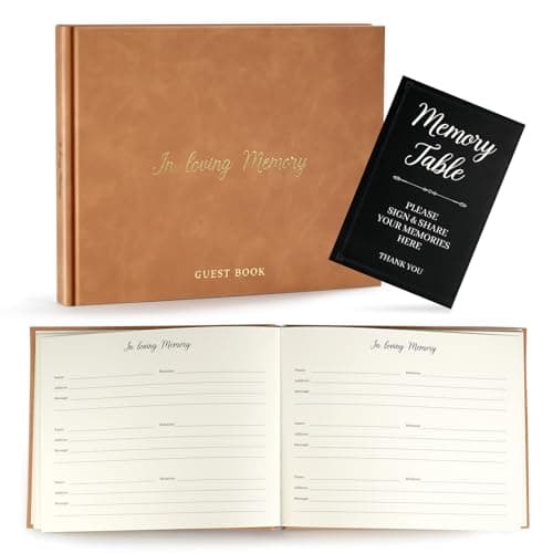 Gatyko Funeral Guest Book for Memorial Service in Loving Memory Funeral Guest Book with MemoryTable Sign & Back Pocket - Guest Sign in Book for Funeral Service (Khaki) - Image 1