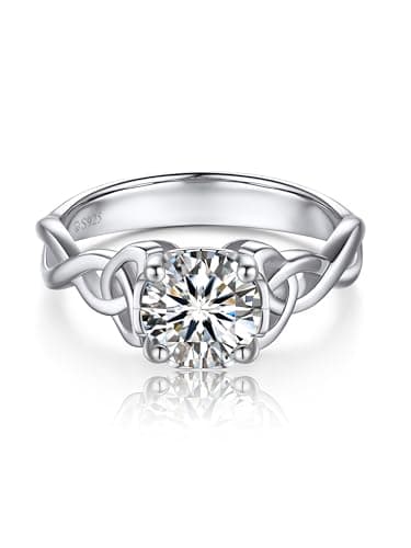 MomentWish Wedding Ring for Women, 1Carat D Color VVS1 Moissanite Promise Rings for Her S925 Sterling Silver Celtic Knot Rings-Size5 - Image 1