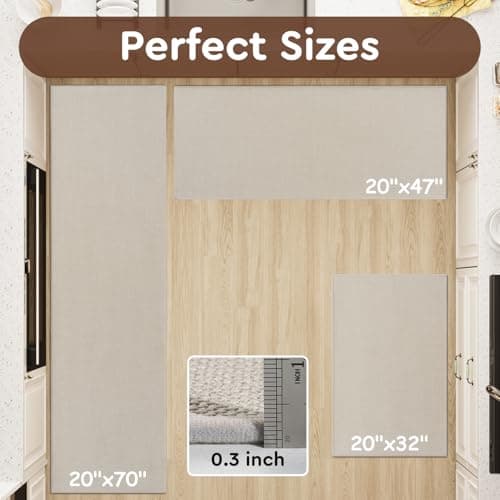 tchdio Kitchen Mats for Floor, Rubber Backed Kitchen Rugs Non Slip Washable, Superior Absorbent Kitchen Runner Rug Easy to Clean, Comfort Kitchen Floor Mat Front of Sink (Light Beige, 20" × 47") - Thumbnail 6