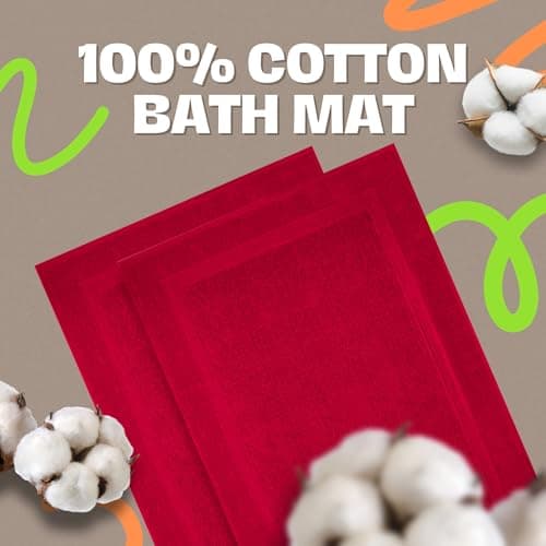 Infinitee Xclusives Premium Cotton Bath Mats for Bathroom – Pack of 2 | 34x22 Inches | Ultra Soft, Super Absorbent, Non-Slip, Machine Washable Mats (Burgundy) [Not a Rug] - Thumbnail 5