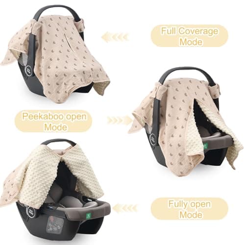 2-in-1 Baby Car Seat Cover & Canopy | Mom Nursing Cover, Easy Install Shield | Multi-Purpose for Winter Warmth & Summer Shade (Brown) - Thumbnail 5