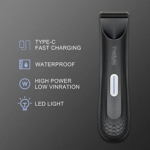 Predyee Manscape-Body Hair Trimmer for Men IPX7 Waterproof Ball Trimmer Pubic Hair with LED Light USB-C Rechargeable Wet/Dry Use for Beard Face Groin Manscaping No Nicks - Thumbnail 2