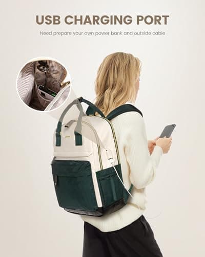 LOVEVOOK Travel Laptop Backpack Women, 15.6 Inch Anti-theft Laptop Bag with USB Port, Fashion Waterproof Computer Backpacks Teacher Nurse Backpack Purse for College School Work - Thumbnail 4