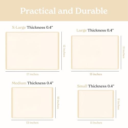 SMIRLY Plastic Cutting Board Set with Holder 4 Pieces, Non-Slip Dishwasher Safe Chopping Boards for Kitchen, Cream White - Thumbnail 2