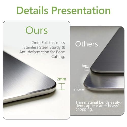 Stainless Steel Cutting Board Set, Double-Sided Chopping Boards for Kitchen, Separate Raw & Cooked Food Areas, Dishwasher Safe, for Meat, Vegetables, Fruits & More - Thumbnail 5