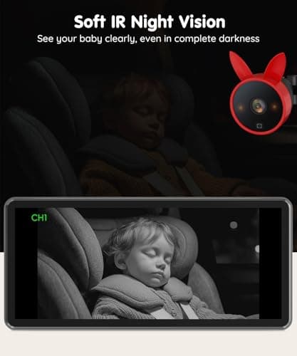 Babyvue BV3 PRO Baby Car Camera for 2 Kids - 7.2" Large HD Display Dual Channel Baby Monitor, 1080P IR Night Vision Car Seat Camera, Easy Install Rear-Facing View – Ideal for Kids and Pet Safety - Thumbnail 3