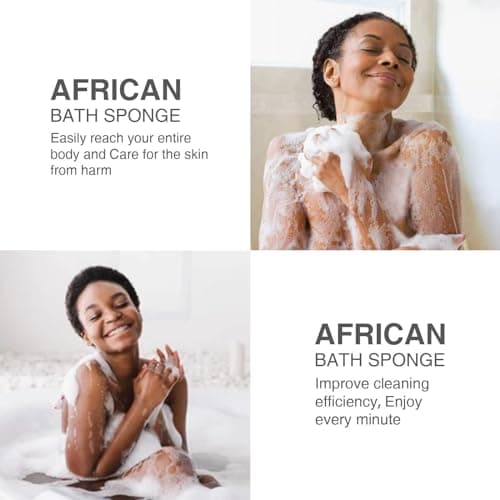 3 Piece Bright Style African exfoliating net Exfoliating Shower Set Long Bath Sponges for Smooth, Refreshed Skin, The Exterior Gleams - Ideal for Daily Use (Bright Yellow, Pink, Purple) - Thumbnail 6