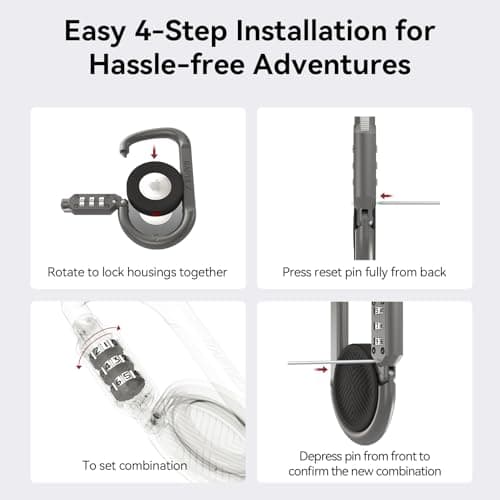 RAPTIC Upgraded Link & Lock for Apple AirTags, Anti-Theft, Heavy Duty Combination Lock, Secure Polycarbonate Housing for Air Tags, 3-Digit Combination Lock, Bike Travel Essential, Dark Grey - Thumbnail 6