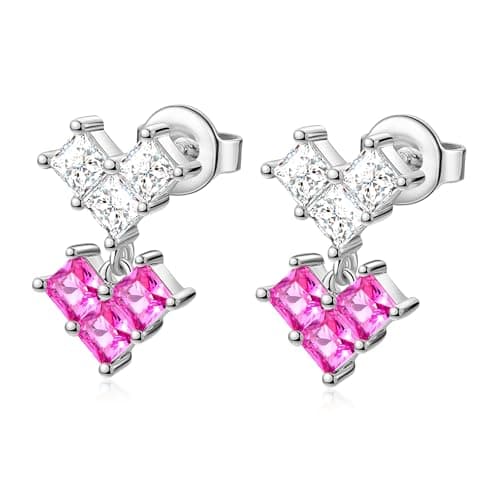 CAPIROSA Love Heart Crystal Earrings Stud S925 Sterling Silver with Zirconia, Anniversary Birthday Jewelry Gifts for Women - Image 1