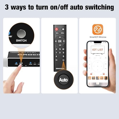 HDMI 2.1 Switch 3 in 1 Out with Remote, 4K 120Hz HDMI Switch, Support ARC/eARC, HDCP2.3, HDR10, ALLM/VRR, CEC, Dolby Audio, Compatible with PS5/PS4, Xbox Series X, Roku, Apple TV, Fire TV - Thumbnail 6