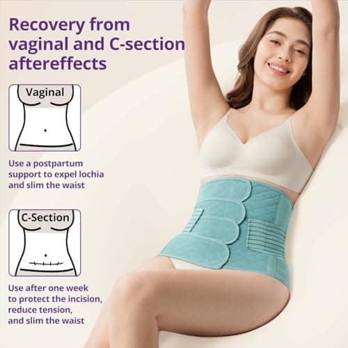 Postpartum Belly Band Wrap – C-Section Recovery Must Haves, Adjustable Tummy Control Binder with Pelvic Belt, Comfortable Support for Natural & Cesarean Sections, Shapewear, Elegant Quilted Design - Thumbnail 4