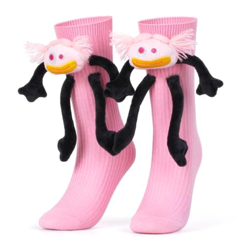 Crazy Socks for Kids - Magnetic Holding Hands 3D Monster Socks Silly Wacky Funny White Elephant Gifts for Kids and Toddler - Image 1