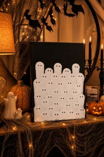 Kindlivery Halloween Decorations, Ghost Wall Art Hand Painted Painting, Unframed Spooky Ghost Artwork, Wall or Tabletop Display, Indoor Decor, For Home Mantel Shelf - Thumbnail 3