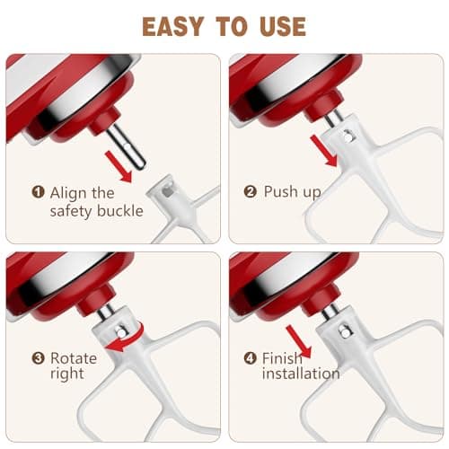 Paddle Attachment for KitchenAid Mixer 4.5-5 Qt Tilt-Head, Premium Coated Flat Beater Replacement for Cake Batter & Cookie Dough, Dishwasher Safe Mixer Accessories - Thumbnail 6