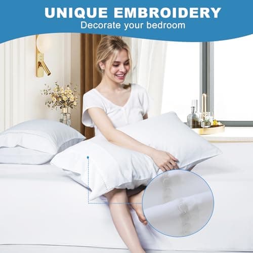 LOVSTOY Cooling Pillow Cases Body Size, Breathable Cool Pillowcases for Hair Skin and Hot Sleepers, Soft Silky Summer Pillow Cover with Envelope Closure, White, 20"x54" - Thumbnail 4