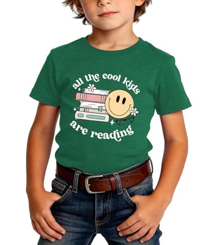 Reading Book Shirt Kid-All The Cool Kids are Reading Short Sleeve Toddler Read Tee Tops for Boy Book Lovers Shirt Girl - Thumbnail 2