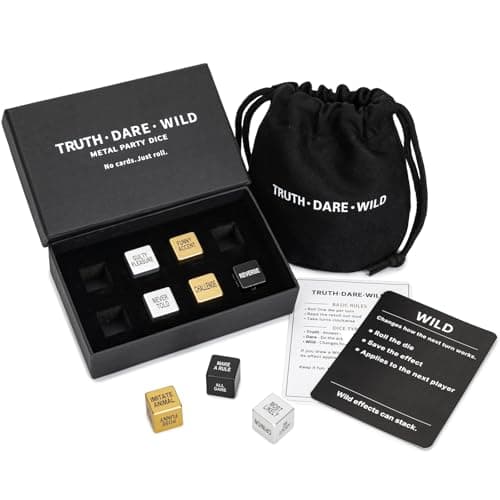 Truth or Dare Metal Dice Game for Adults – 8 Aluminum Dice Set with Wild Modifier System for Bachelorette Parties, Date Nights & Girls Night Out - Image 1