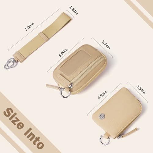 POIUGOYA Nylon Wristlet Wallets, Dual Pouch Keychain Wristlet Wallet, RFID Small Wallet With Coin Pouch,ID Window For Travel - Thumbnail 3