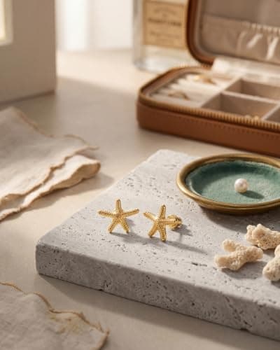 MUMREUES Gold Earrings for Women Trendy 14K Gold Plated Small Starfish Stud Earrings Dainty Lightweight Minimalist Simple Hypoallergenic Earrings Jewelry Gifts for Her - Thumbnail 6