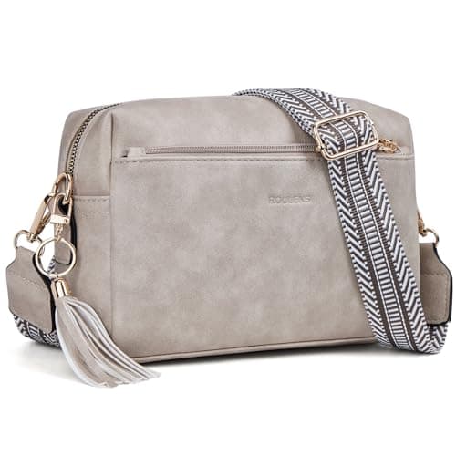 Roulens Triple Zip Small Crossbody Bag for women,Wide Strap Cell Phone Purse Shoulder Handbag Wallet with Credit Card Slots - Image 1