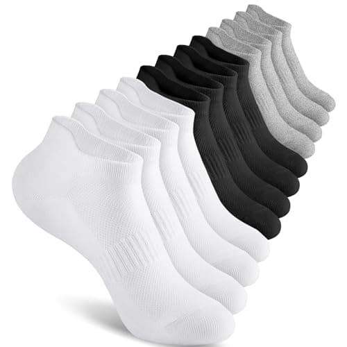 Walifrey Ankle Socks for Women, 6 Pairs Low Cut Athletic Socks for Women Running （White/Black/Grey 6-8 - Image 1