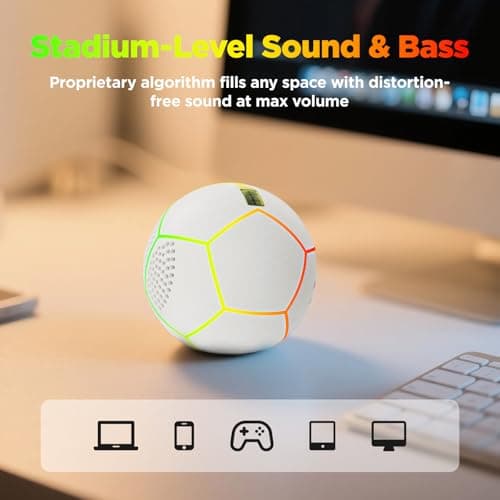 JISPOORT Mini Light Up Glowing Soccer Ball Bluetooth Speaker - Thumbnail 2