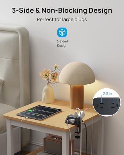 Desk Clamp Power Strip, Surge Protector with 5 AC Outlets and 3 USB Ports, Desk Mount Charging Station, Fit 1.97in Tabletop Edge Thick, Extension Cord 10FT for Home Office Gaming Accessories, Black - Thumbnail 5