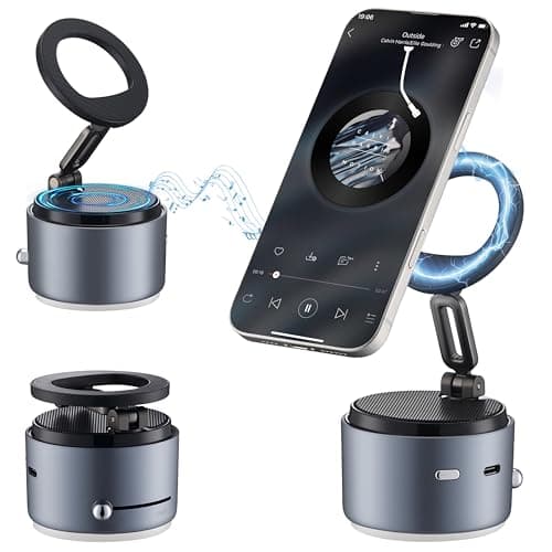 Car Phone Holder for Magsafe with Wireless Bluetooth Speaker, Cell Phone Stand HD Surround Sound Perfect for Home and Outdoors with Bluetooths Speakers for Desk Compatible with iPhone/Samsung - Image 1