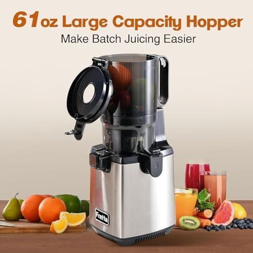 Fretta Cold Press Juicer Machines, Slow Masticating Juicer with 5.3'' Large Feed Chute for Whole Fruit and Vegetables, High Juice Yield, Easy to Clean Juice Extractor, Nut Milk Maker, BPA-Free,250W - Thumbnail 3