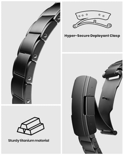 LULULOOK Titanium Ultra 3 Watch Band - Grade 2 Titanium Metal Band for Men, Compatible with Apple Watch Ultra 3/ Ultra 2/ Ultra 49mm, Series 11/10 46mm, Folding Clasp & DLC Coating,Black - Thumbnail 6