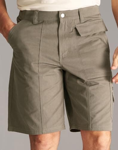 CHRONOLINE Men’s Cargo Shorts 2026 Spring Summer Regular Fit Cotton Workwear Utility Carpenter Shorts with Pockets, Taupe Gray, W32 - Thumbnail 2