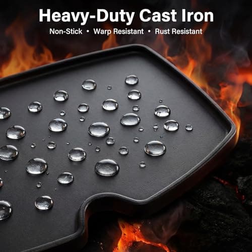 BLUES GRILL PARTS 6558 Cast Iron Griddle Plate - 12.6" x 8.6" Cooking Griddle Replacement, Fits Weber Q100/Q120/Q140/Q1000/Q1200/Q1400 Series (Models 50060001/51010001/51080001) - Thumbnail 4