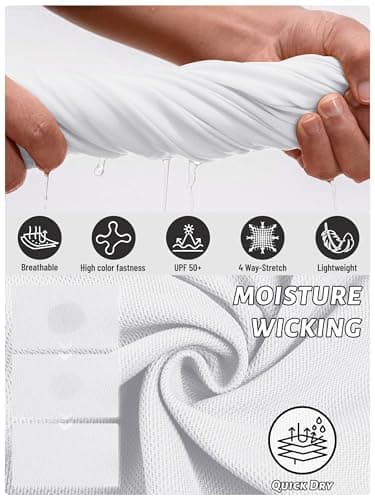 TACVASEN Polo Shirts for Men Dry Fit Short Sleeve Performance Collared Shirt Light UPF 50+ Tactical Work Golf Polos White, L - Thumbnail 5