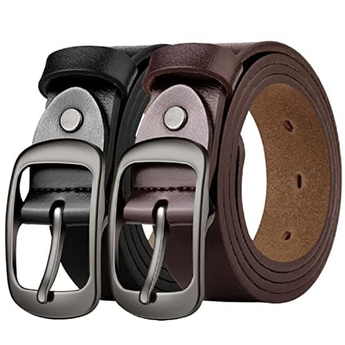 West Leathers [2 Pack Leather Belt Women-Womens Leather Belt with Pin Buckle-Belts for Women for Jeans, Pants, Dresses (XX-Small: 22"-24") - Image 1