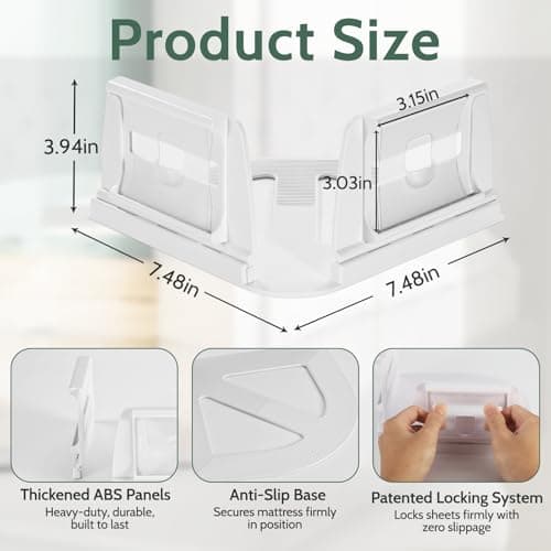 Sheet Holders - Bed Sheet Holders for Corners Heavy Duty Fitted Sheet Holders Keep Sheets Firm & Tight Bed Sheet Grippers Lock Bed Sheets Holders for All Mattress Sizes Bedsheet Clips Easy Setup - Thumbnail 6